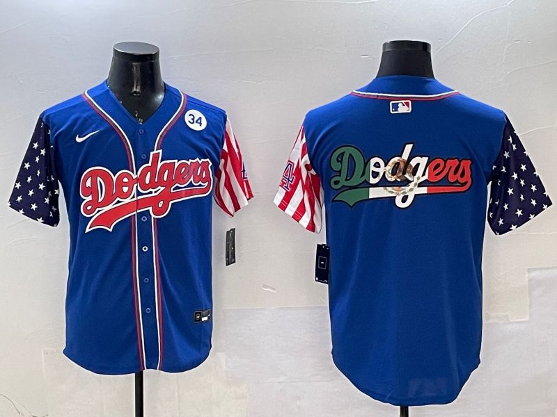Men Los Angeles Dodgers Blank Blue a generation of national flags Joint name 2025 Nike MLB Jersey style 10